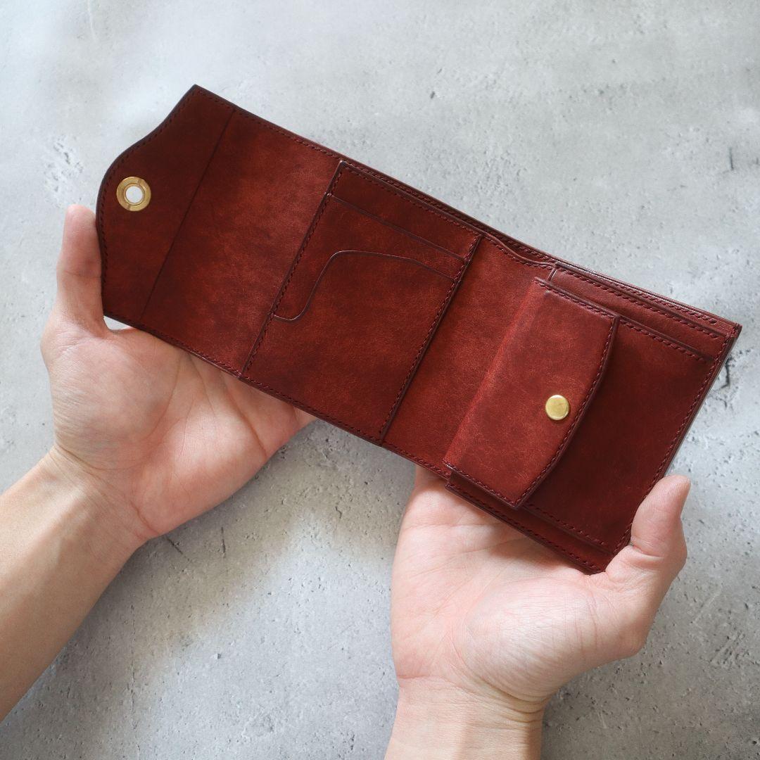 【受注製作】オコシ金具の三つ折り財布　Rondine フルハンドメイド
