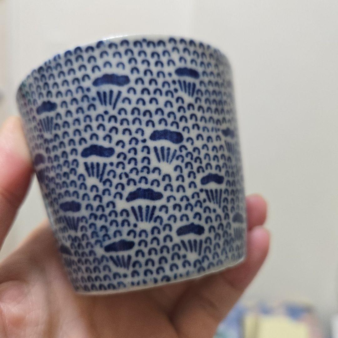 古伊万里染付　微塵唐草蕎麦猪口　江戸時代　アンティーク　骨董　ベア