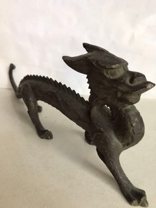 古銅製龍置物，風水，開運，古美術品，高11．5cm，長約32cm，重1600克