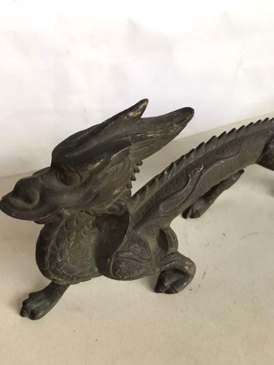 古銅製龍置物，風水，開運，古美術品，高11．5cm，長約32cm，重1600克