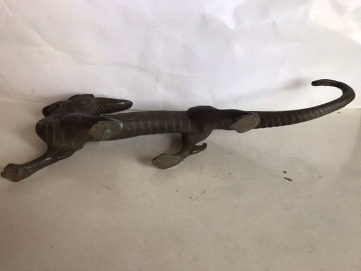 古銅製龍置物，風水，開運，古美術品，高11．5cm，長約32cm，重1600克