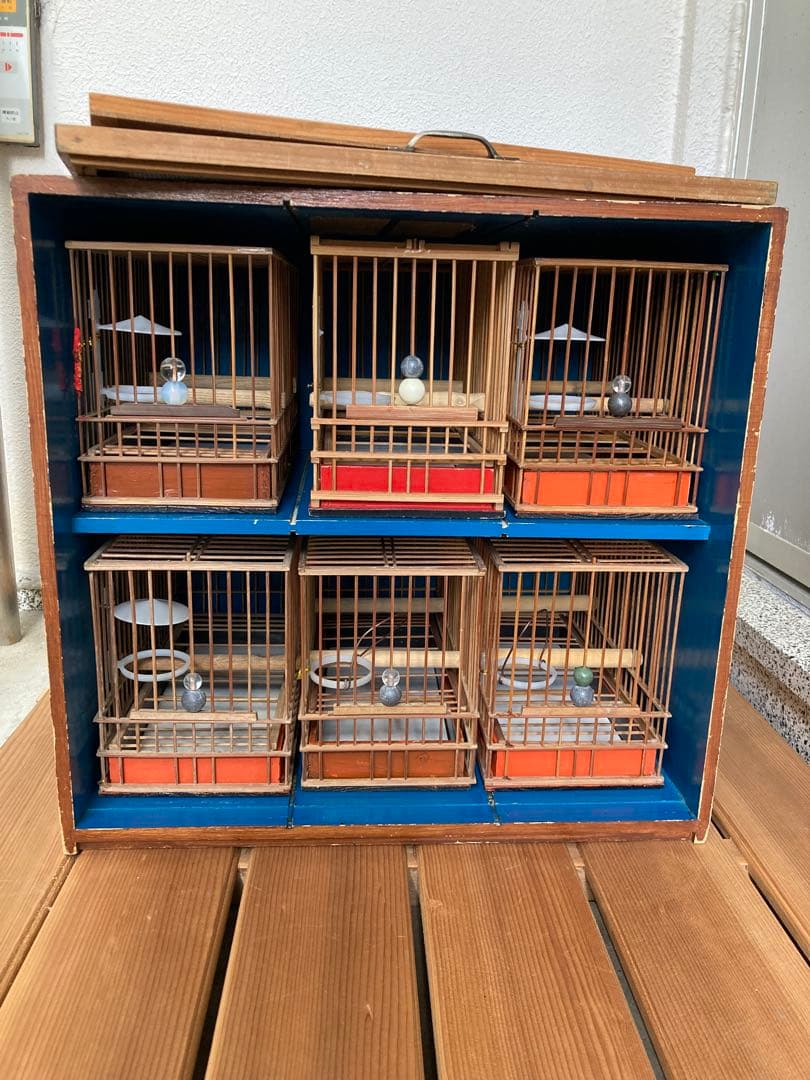 竹細工　メジロかご　鳥かご　 6個　木製寝かせ箱セット