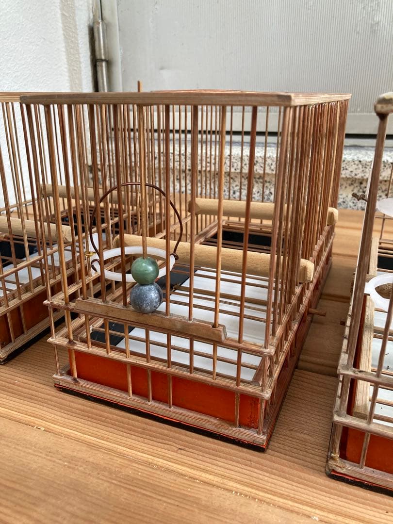 竹細工　メジロかご　鳥かご　 6個　木製寝かせ箱セット