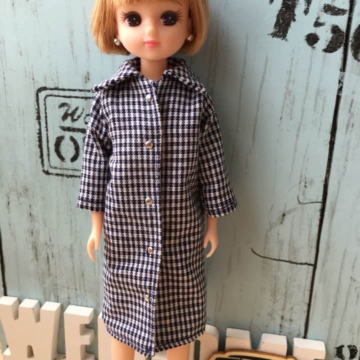 リカちゃん服  チェックシャツワンピース