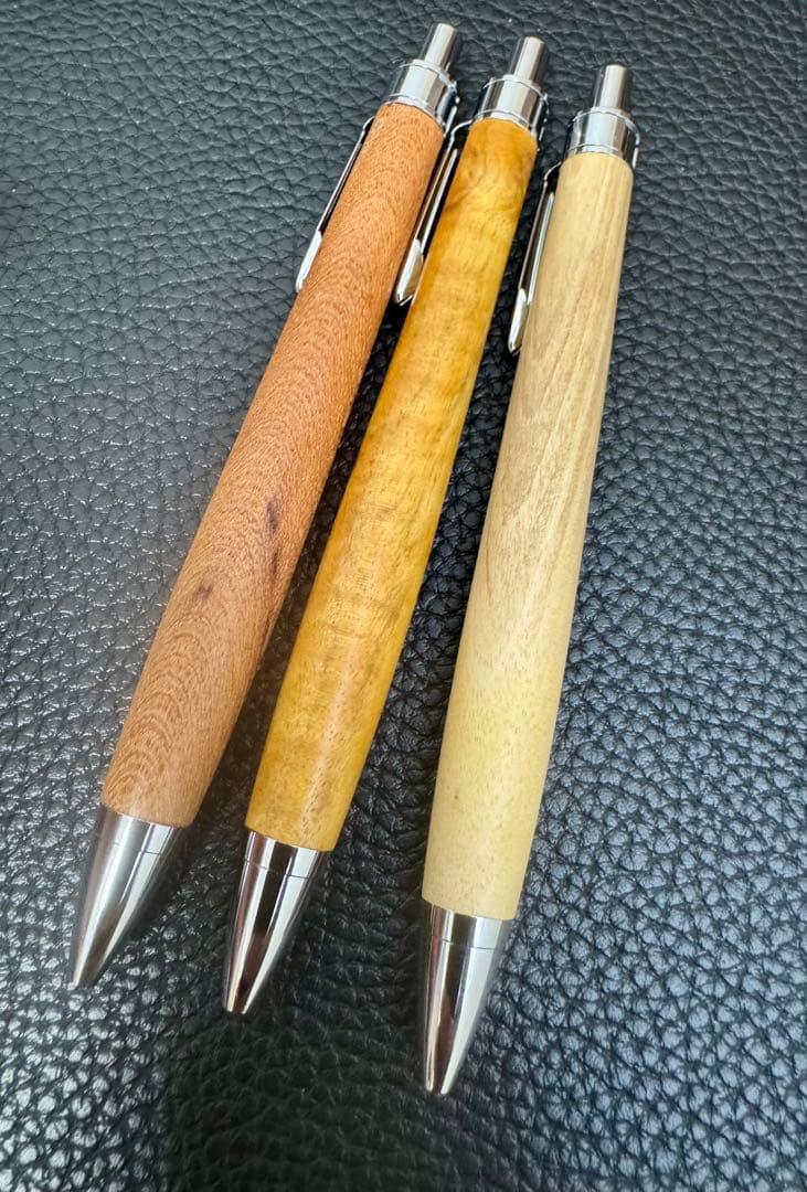 加藤金属 木軸ボールペン3本セット 欅、ハゼ