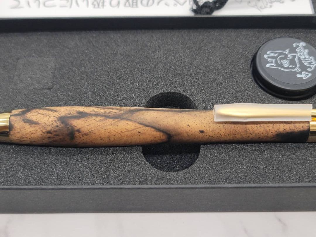 新品　こぶた工房　黒柿　極上　金金具　ボールペン