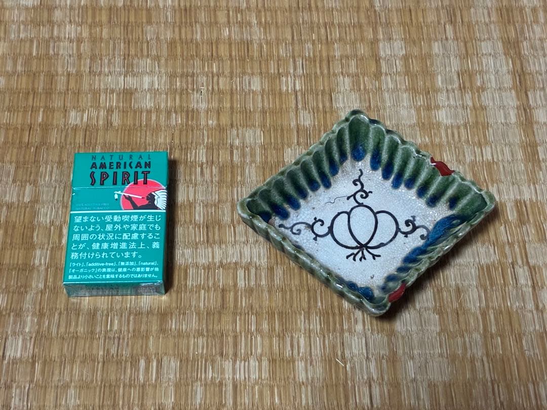 古織部 古い 陶器 菱形 小皿 盛皿 五枚 箱付 時代物