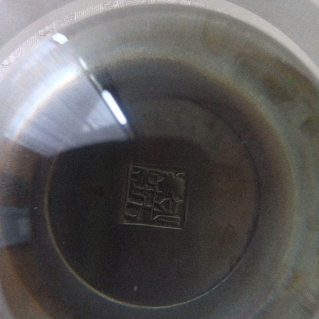 煎茶道具　瑞峯堂　白銀製　木瓜茶托×5客　在銘
