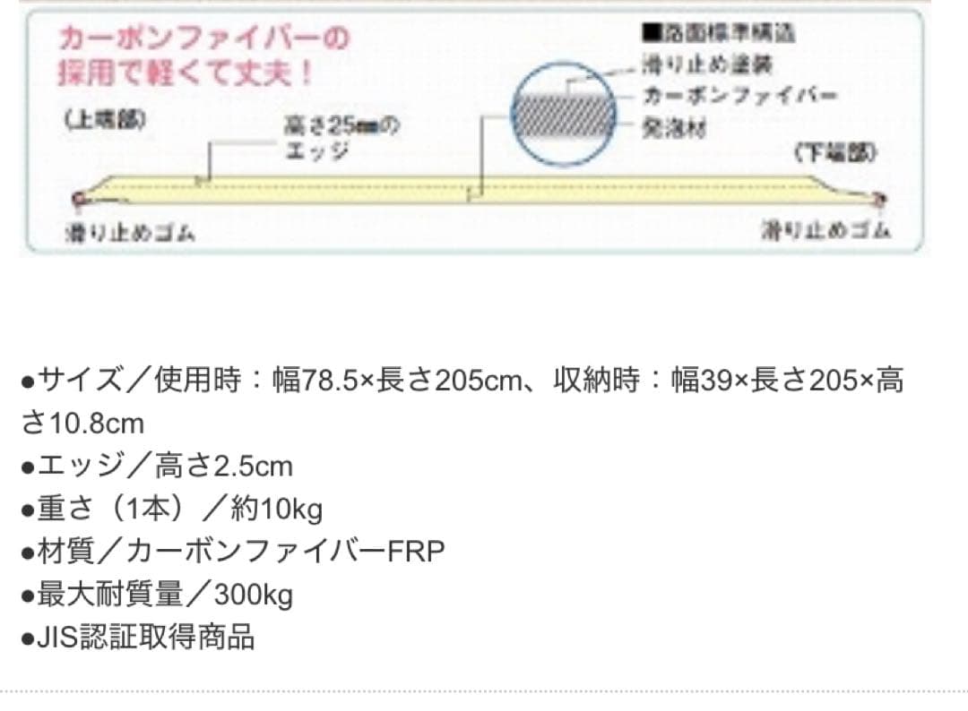 DUNLOP スロープ 長さ2M 205cm 折りたたみ可能