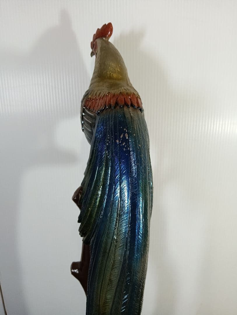 長尾鶏 金属 オブジェ 全高約65cm インテリア 置物