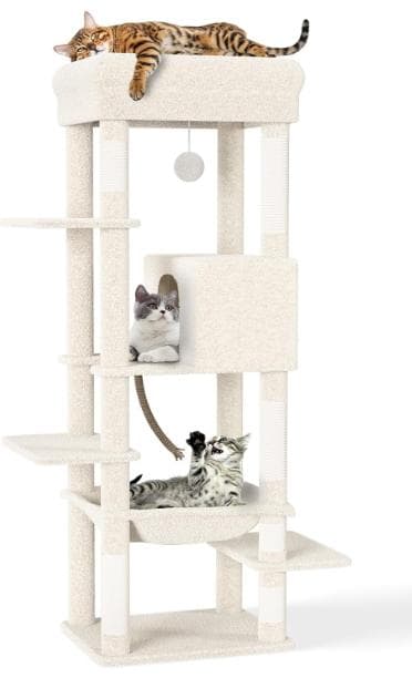 キャットタワー スリム 据え置き ハンモック 大型猫用つめとぎ 多頭飼い 人気