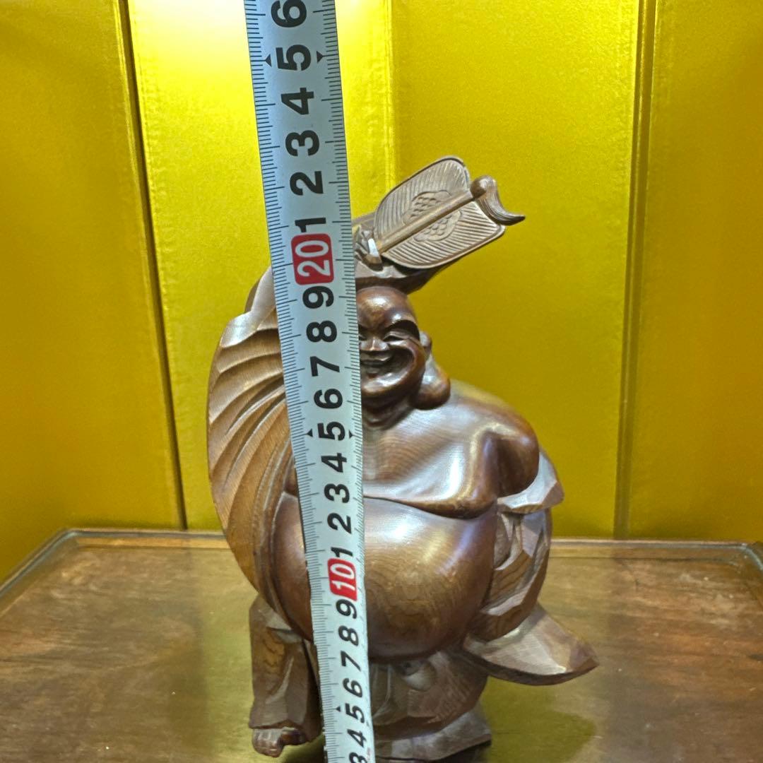 屋久杉，中村一刻作，木製仏像 ，幸運の笑顔，木雕，彫刻，置物，インテリア，一刀彫