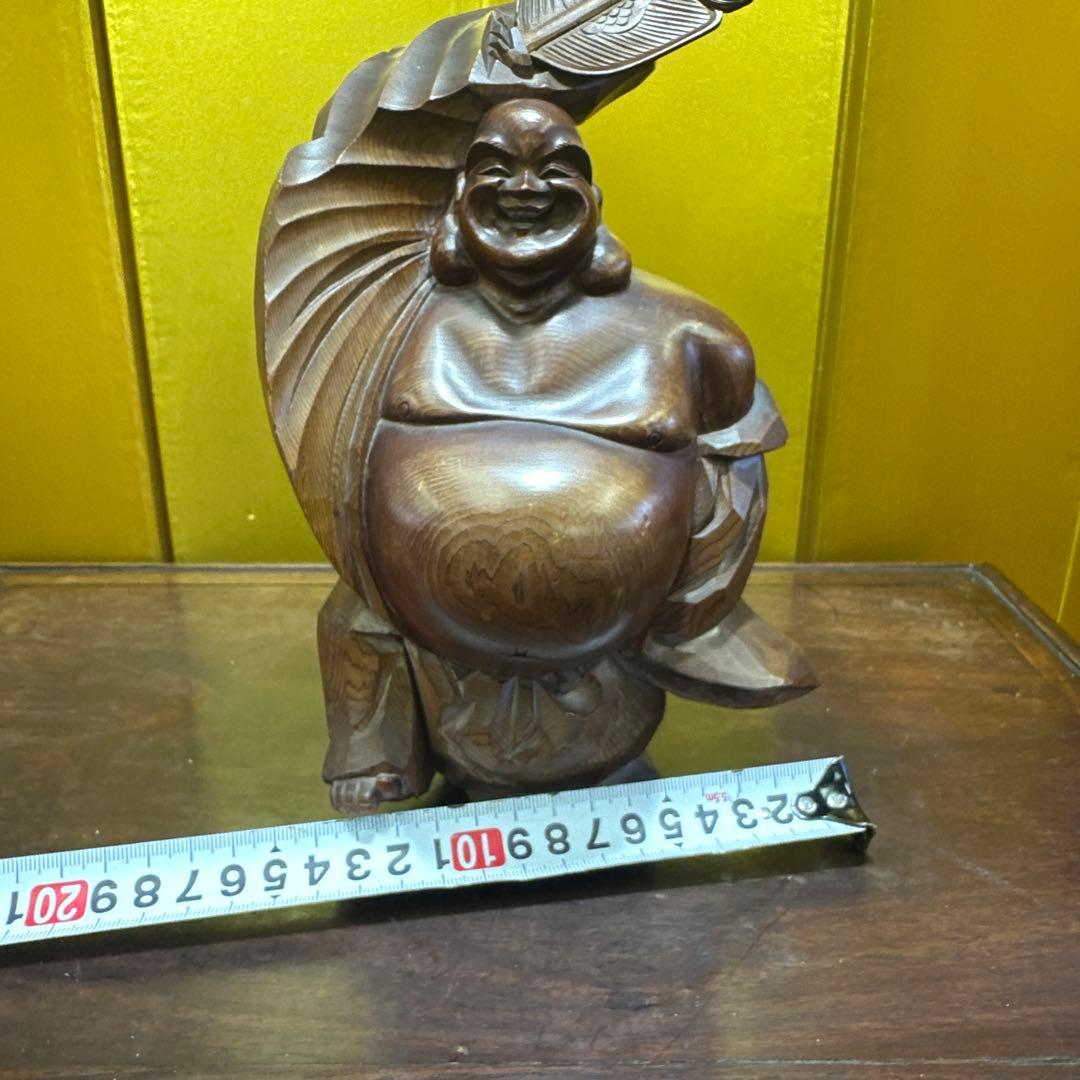 屋久杉，中村一刻作，木製仏像 ，幸運の笑顔，木雕，彫刻，置物，インテリア，一刀彫