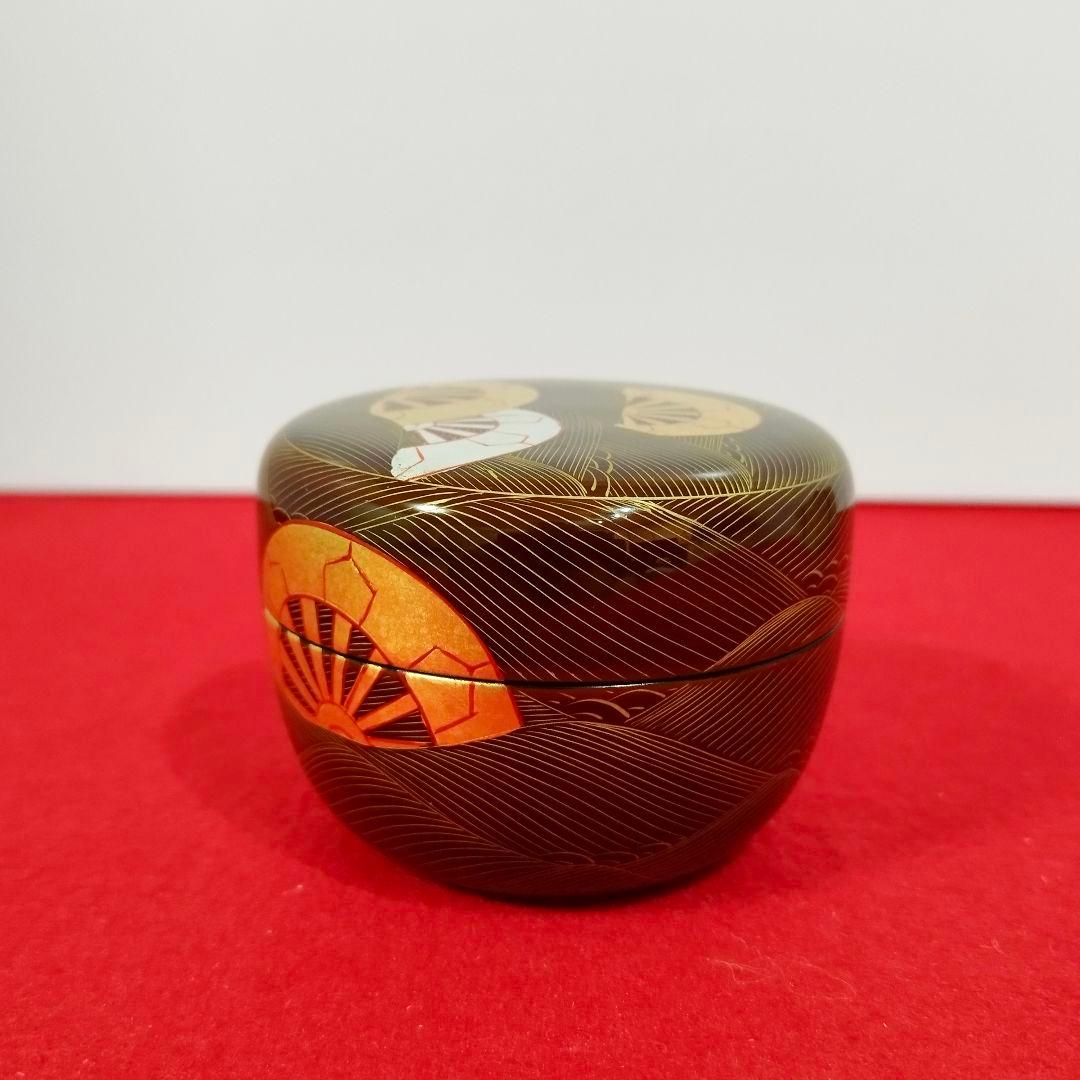 【高級茶道具】沈金平棗 溜 中村宗悦作(共箱 共布付)