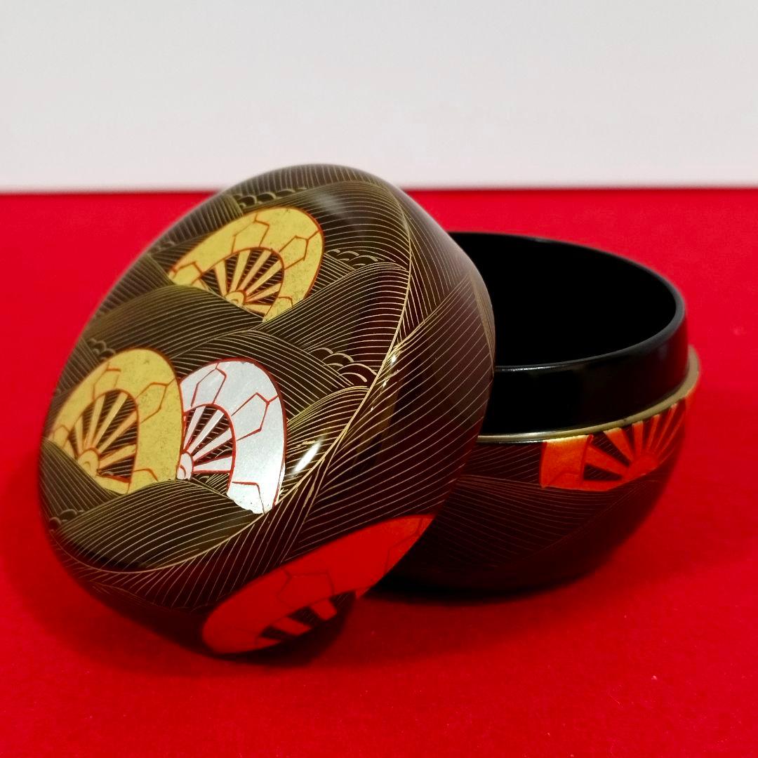 【高級茶道具】沈金平棗 溜 中村宗悦作(共箱 共布付)