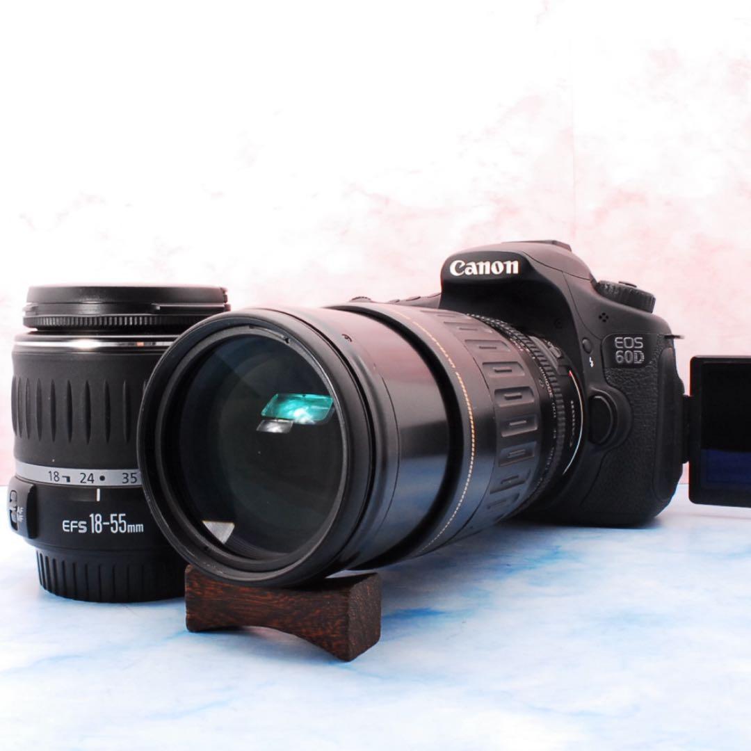 ☆キャノン EOS 60D☆バッグ付☆超望遠レンズ付Wレンズ☆一眼レフカメラ