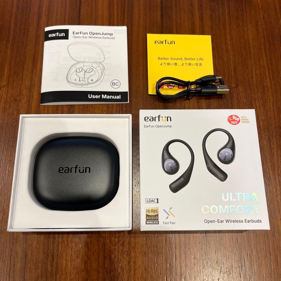 EarFun OpenJump ワイヤレスイヤホン ブラック
