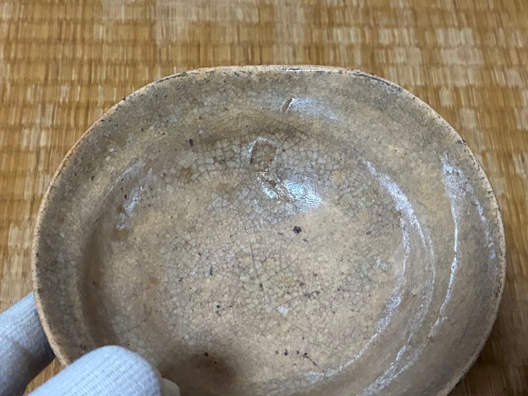 古い 平茶碗 銘あり 高台茶碗 海老紋 金継ぎ直しあり 二点 まとめて 時代物