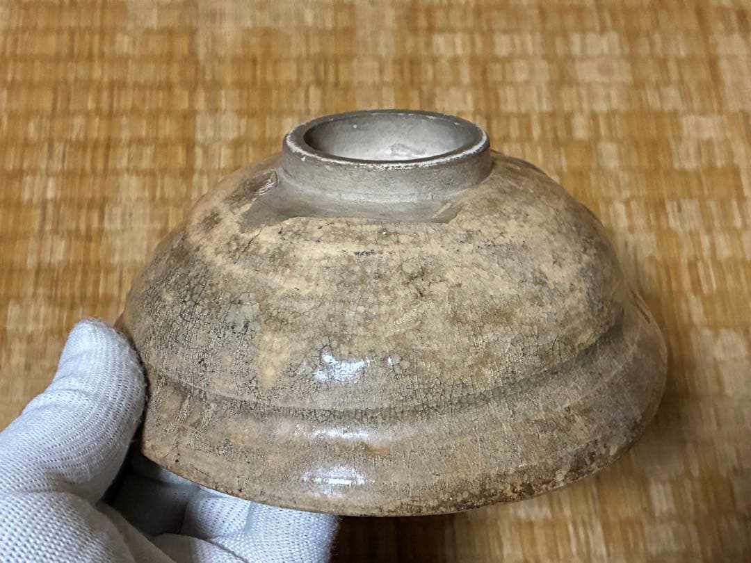 古い 平茶碗 銘あり 高台茶碗 海老紋 金継ぎ直しあり 二点 まとめて 時代物