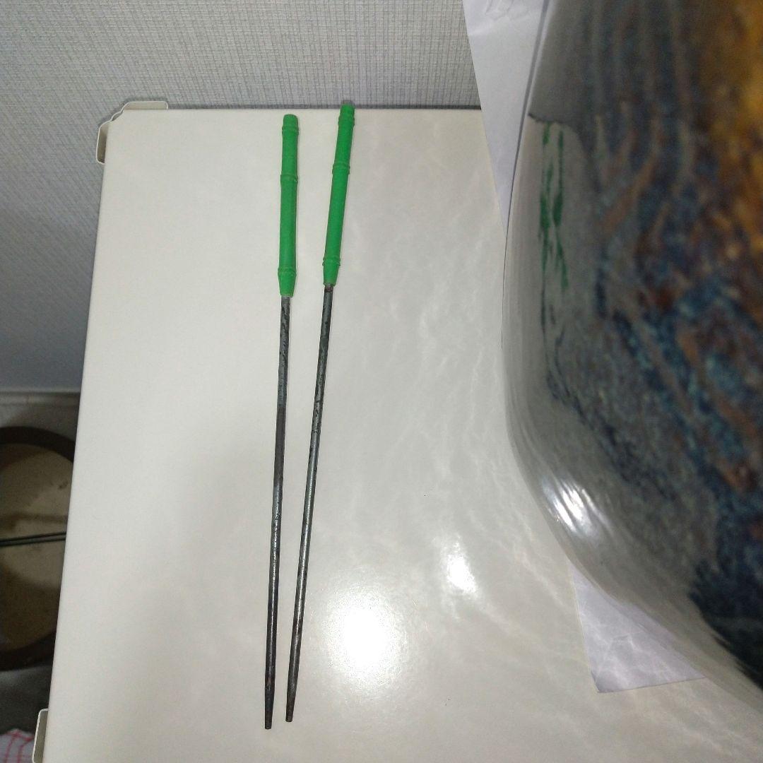 幾何学模様 青 茶 火鉢 金魚鉢 火箸