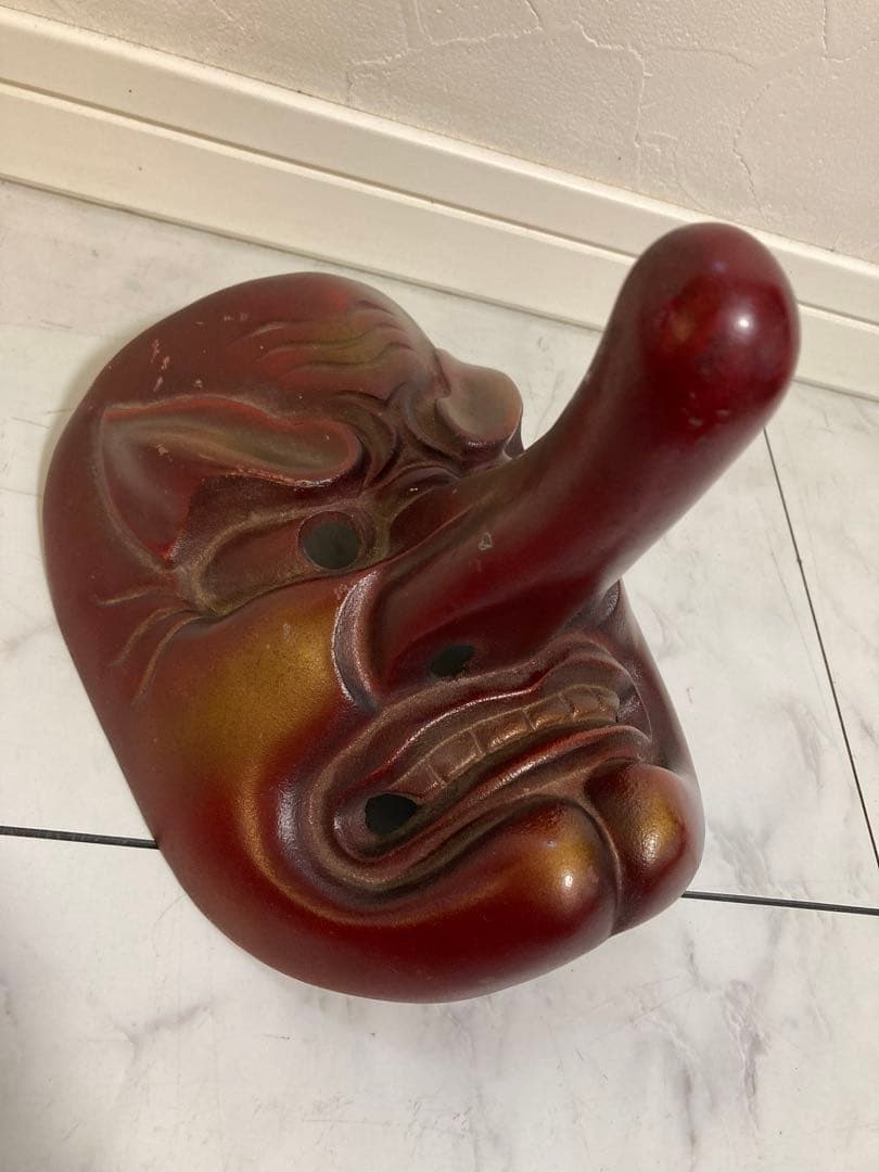 鉄製　お面　能面　天狗　魔除け開運　工芸品　アンティーク