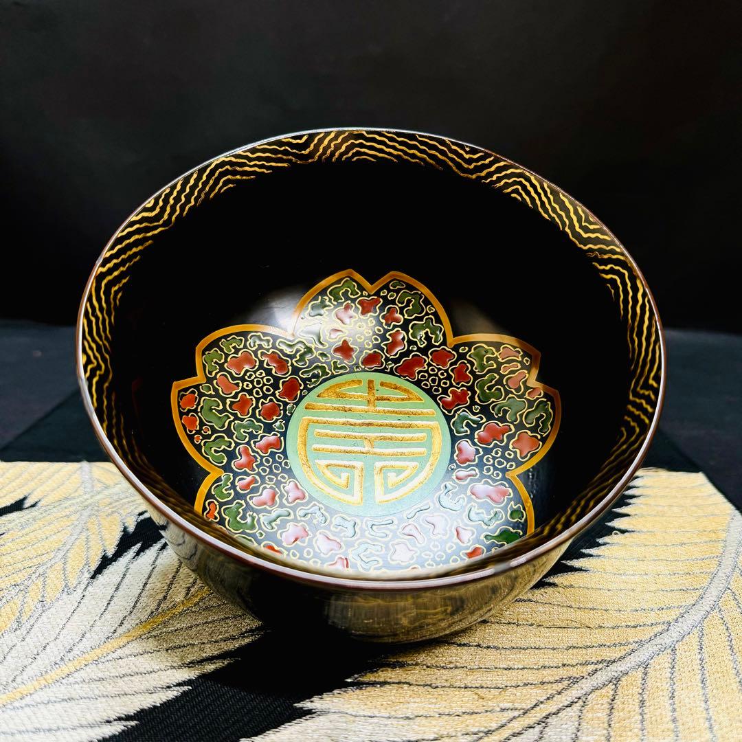 漆器　輪島塗　沈金　金蒔絵　木製　盃洗　鉢　大椀　1客　骨董品