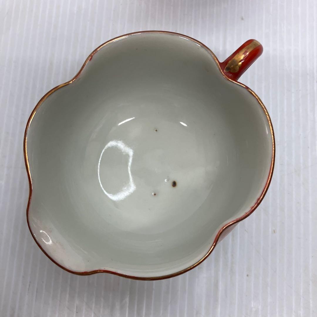 【訳あり】九谷焼 九谷冨永 赤絵金彩 茶器セット 煎茶道具 輪花型湯冷まし