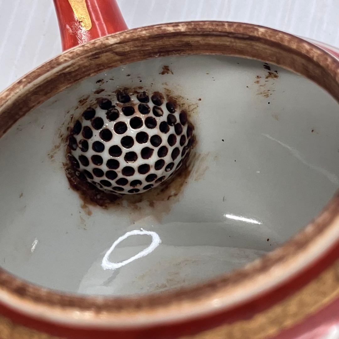 【訳あり】九谷焼 九谷冨永 赤絵金彩 茶器セット 煎茶道具 輪花型湯冷まし