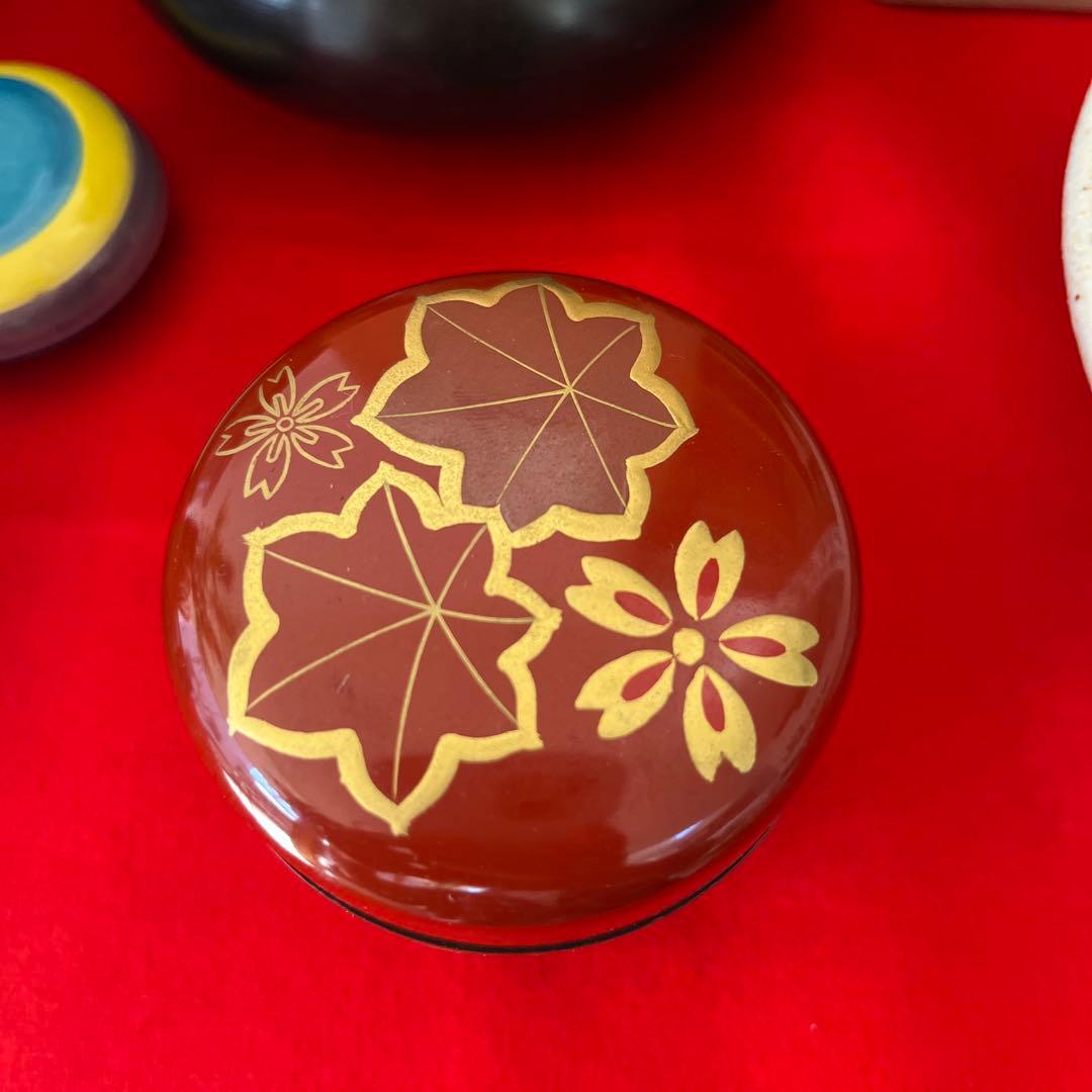 茶道具セット 木箱入り 棗 抹茶椀 水指 建水 茶杓 茶筅 短冊箱　お花見