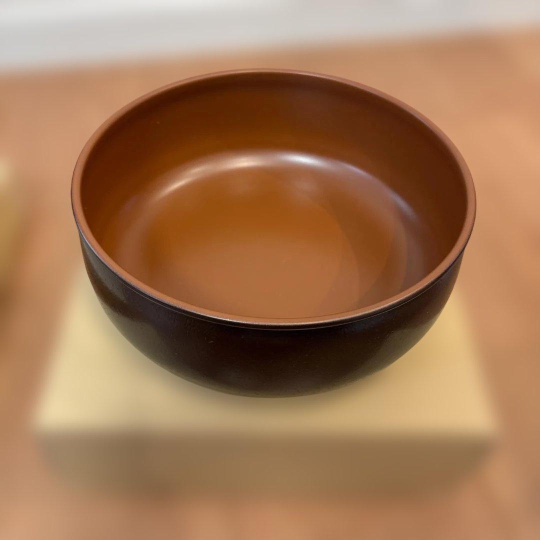 茶巾たらい　 茶色 丸型器 箱付き　直径20cm