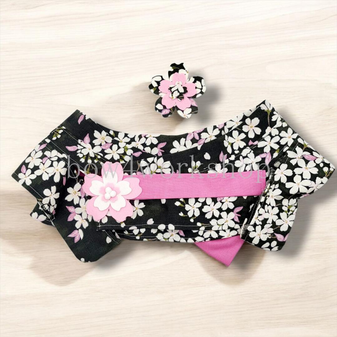 ラボット LOVOT ラボットの服ハンドメイド　桜柄浴衣セット（ブラック）