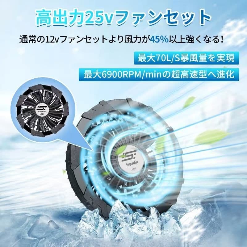【在庫有】2025年最新作 空調ウェア用 25V バッテリー＆ファンセット