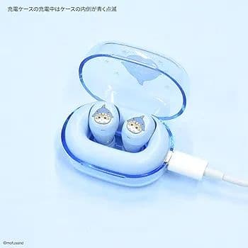 未使用　新品　未開封　公式mofusand ワイヤレスイヤホン サメにゃん　水色