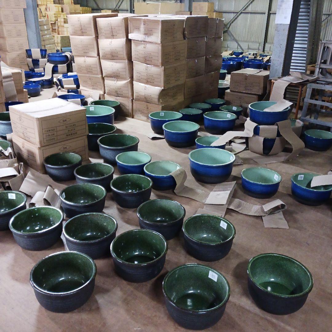新品　∅51　特大　陶器　睡蓮鉢　手造り　メダカ鉢　難有　ラピスブルー　青LDB