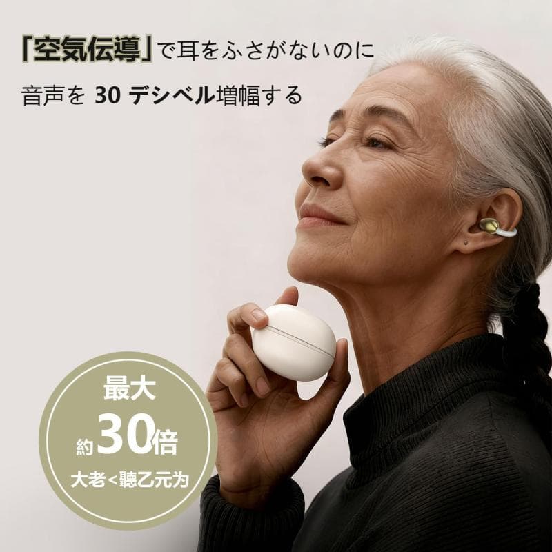 【未開封新品】集音器 空気伝導クリップ 高齢者用 Type-C充電 軽量両耳対応