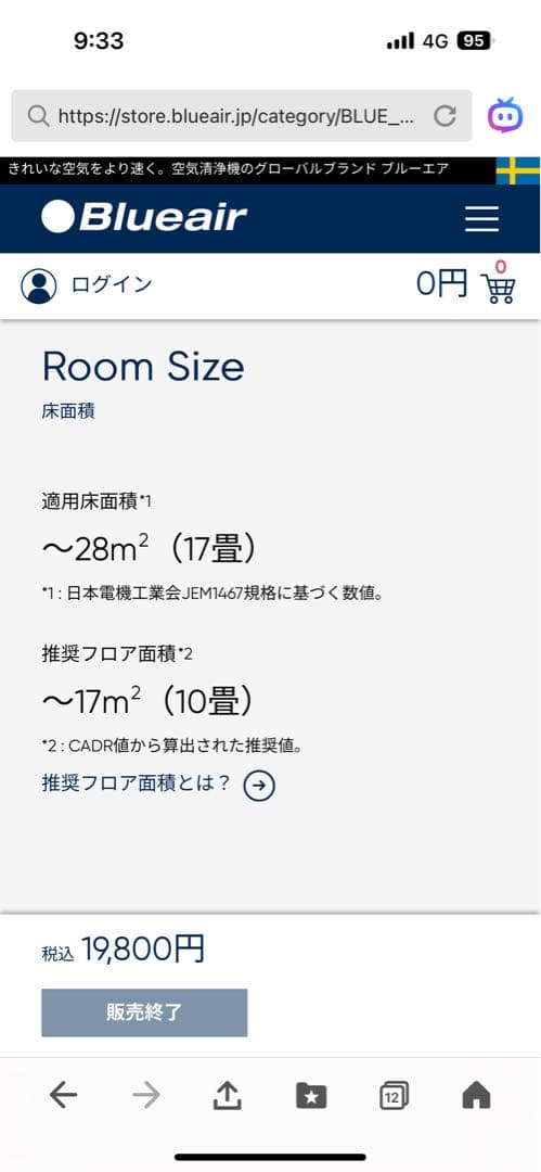 【中古・美品】Blueair 411+ 空気清浄機 ホワイト（プレフィルタ付）