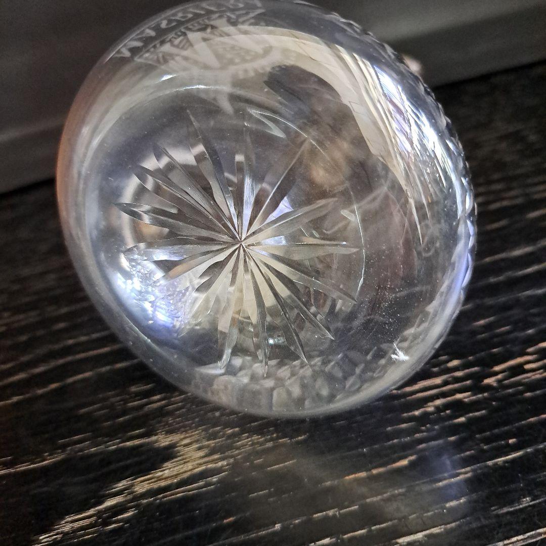 江戸　ギヤマンガラス　デキャンタ　象嵌切子　金具　蓋925　MASRlERA