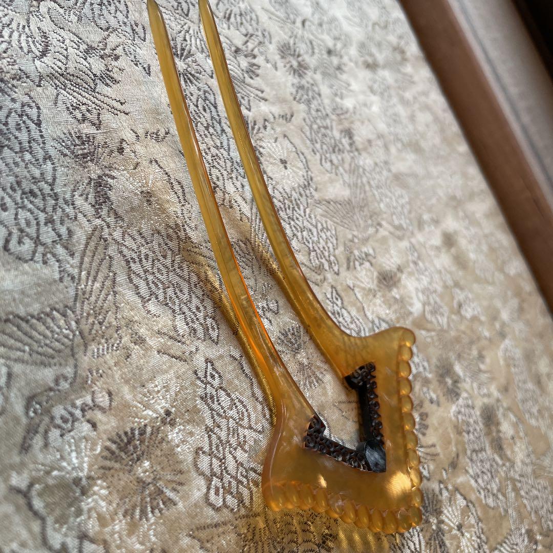 アール・デコ　鼈甲に真珠髪留