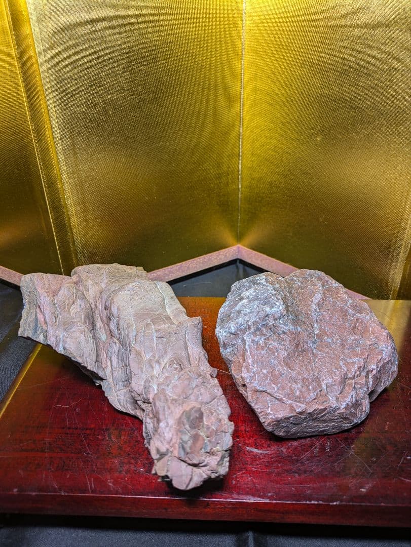 赤石 原石2個セット 計約1.56kg 天然石 未加工 鑑賞用 水石 自然石