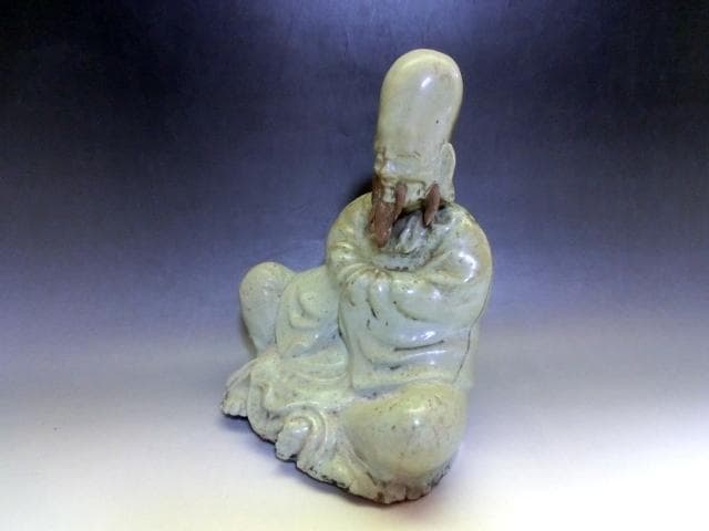 置物■寿老人 青磁 時代物 オブジェ 古玩 唐物 中国 古美術 時代物 骨董品■