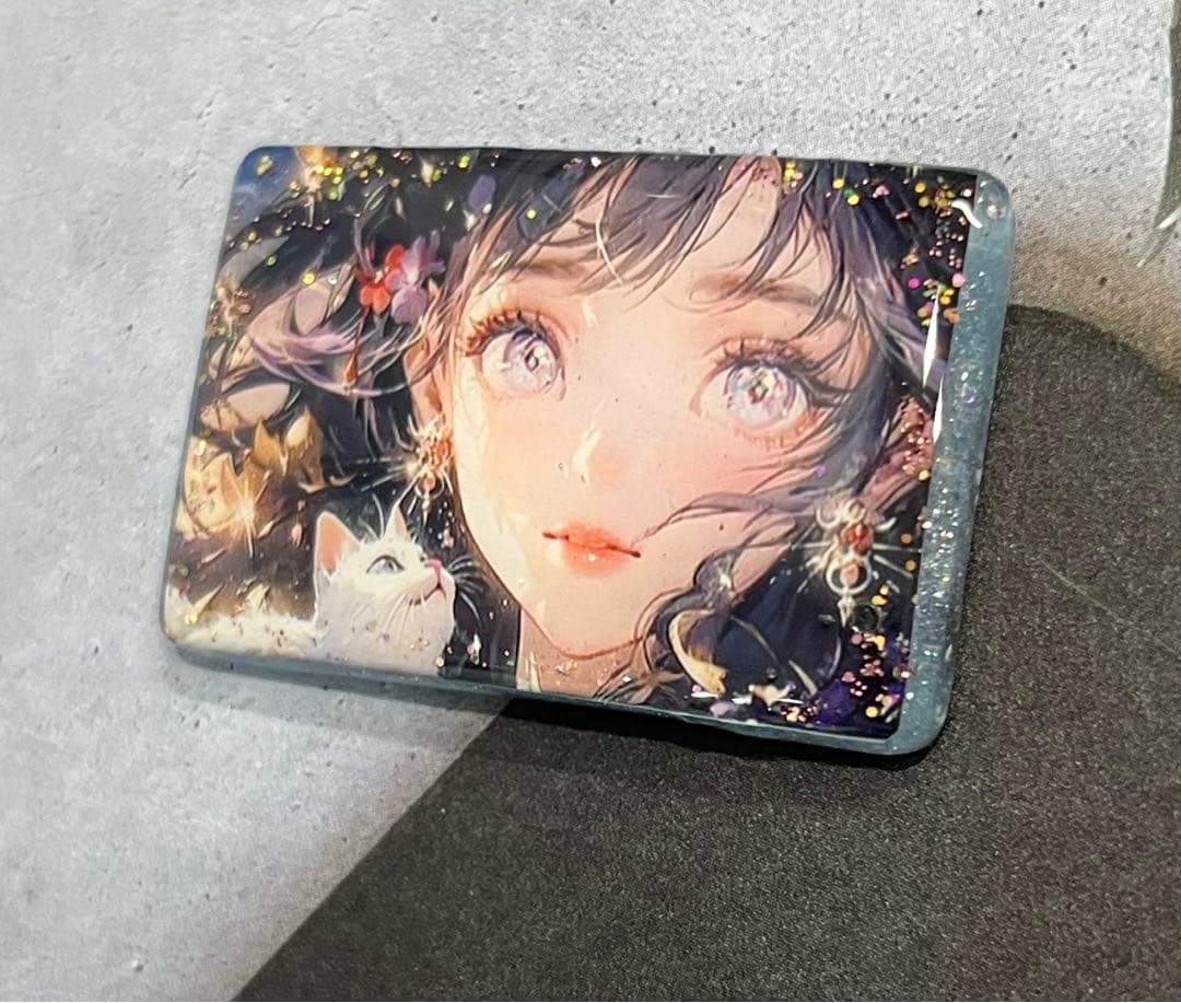 感謝価格(ㅅ´꒳` )白猫と少女 レジンヘアゴム