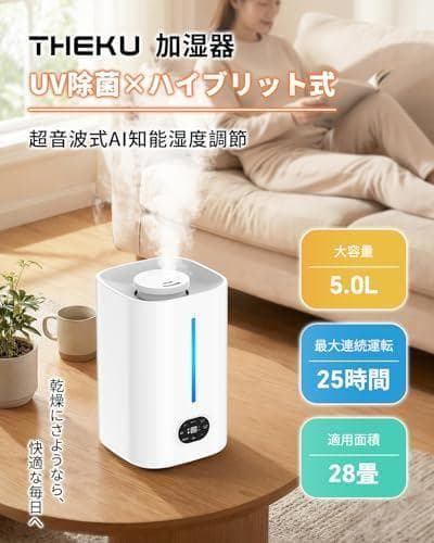 加湿器 大容量 ハイブリッド式【乾燥対策・AI知能恒湿・５重除菌&空気_corg