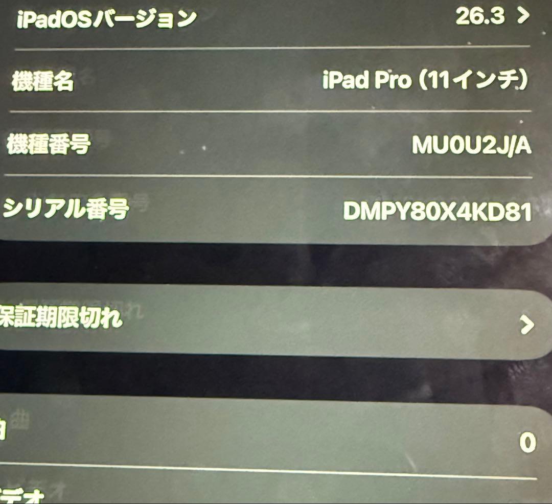 iPad Pro 11 第1世代 64GBシルバー、セルラーモデル中古品