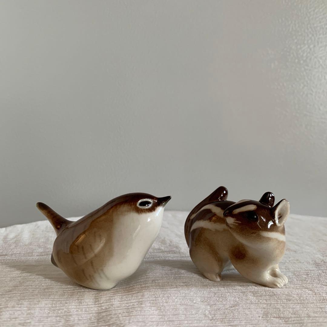 ヴィンテージ ロモノーソフ ミソサザイ 小鳥 置物 フィギュリン