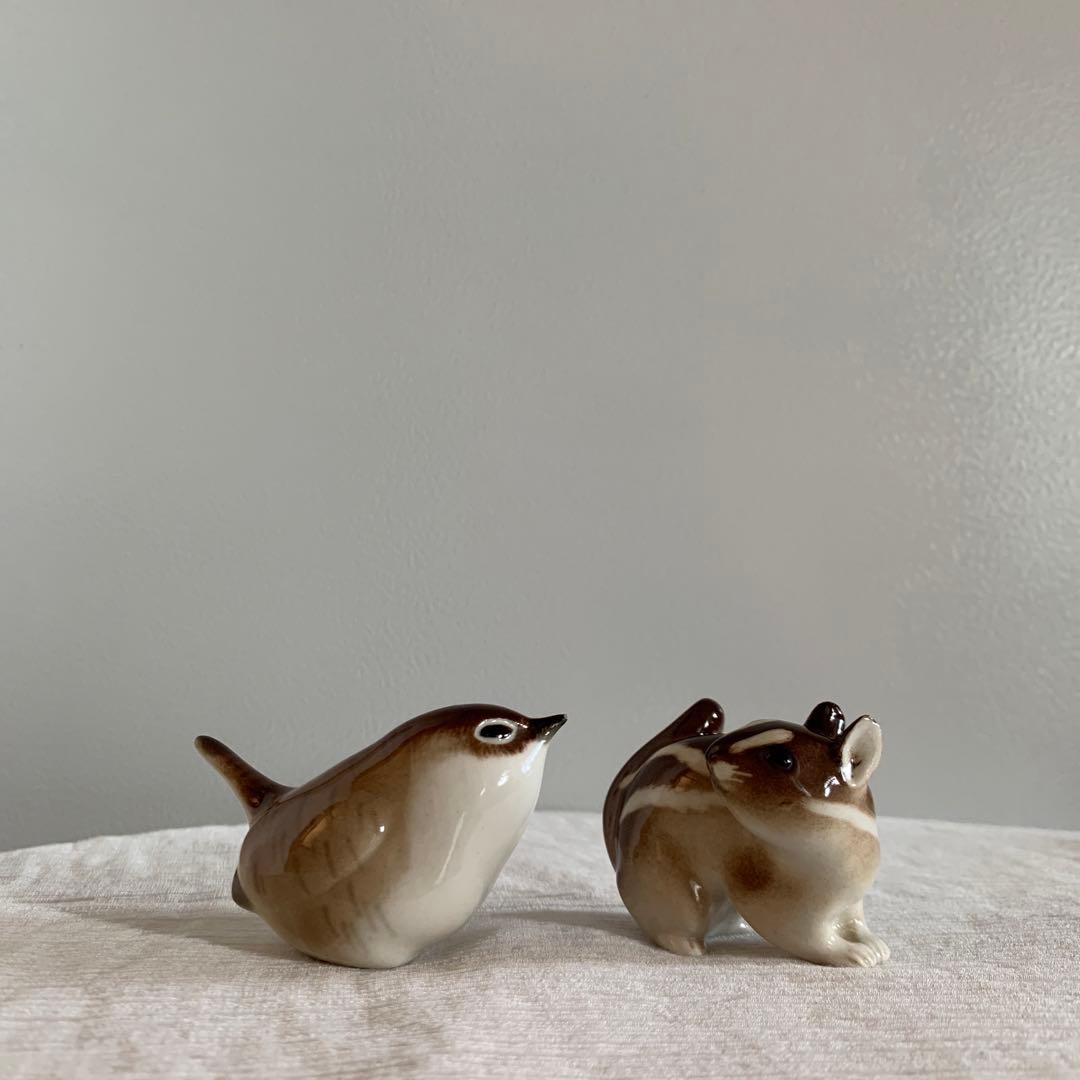 ヴィンテージ ロモノーソフ ミソサザイ 小鳥 置物 フィギュリン