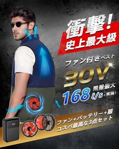 [AGGOZ] 空調作業服 バッテリーセット【2025最強爆風 30V超高出力A