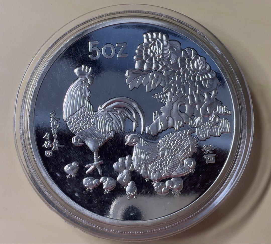 5oz シルバーメダル　牡丹　　メダル　銀　シルバー　プルーフ仕上げ