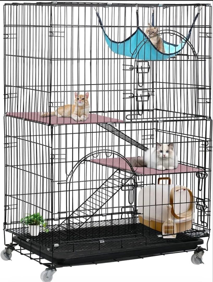 3段キャットケージ ハンモック付き 猫のゲージ ペットケージ　小動物
