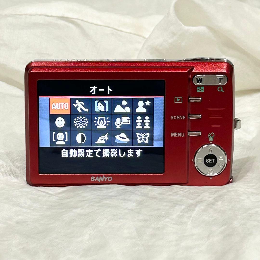 美品 コンデジ sanyo サンヨー DSC-X1200 レッド 赤 フルセット