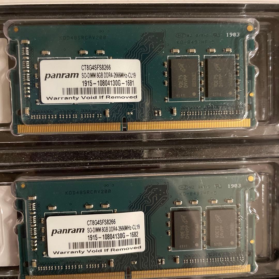 panram DDR4-2666 16GBメモリ（8GBx2）